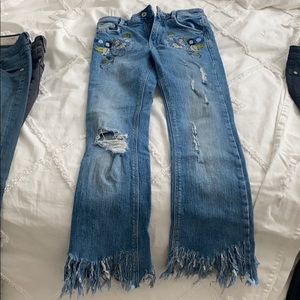 Floral ripped jeans